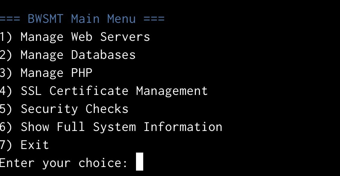 Bash Web Server Management Tool